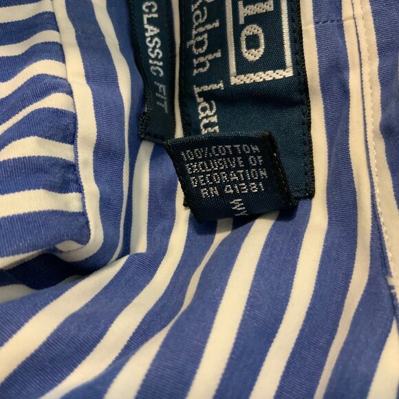 Polo Ralph Lauren Men’s Blue White Stripe Cotton Button Front Shirt 2XB - Picture 11 of 11